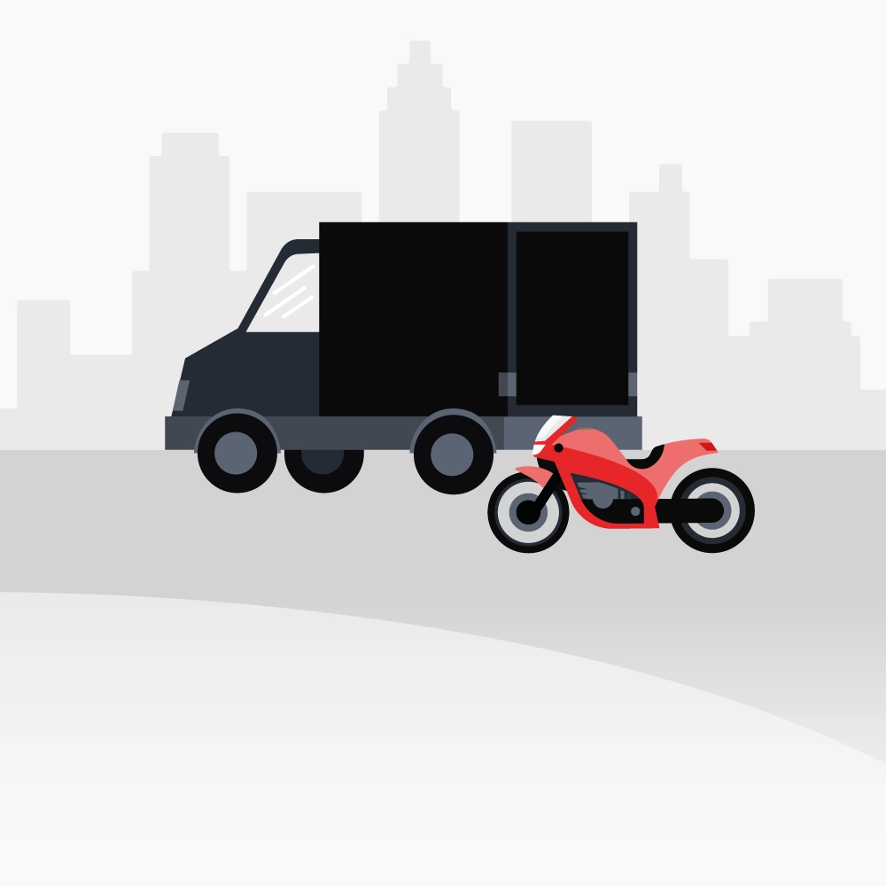 Sichere Motorrad Abholung und Transport: Mitarbeiter von MyBikeDealer verlädt ein blaues Bike über eine Rampe in einen Transporter.